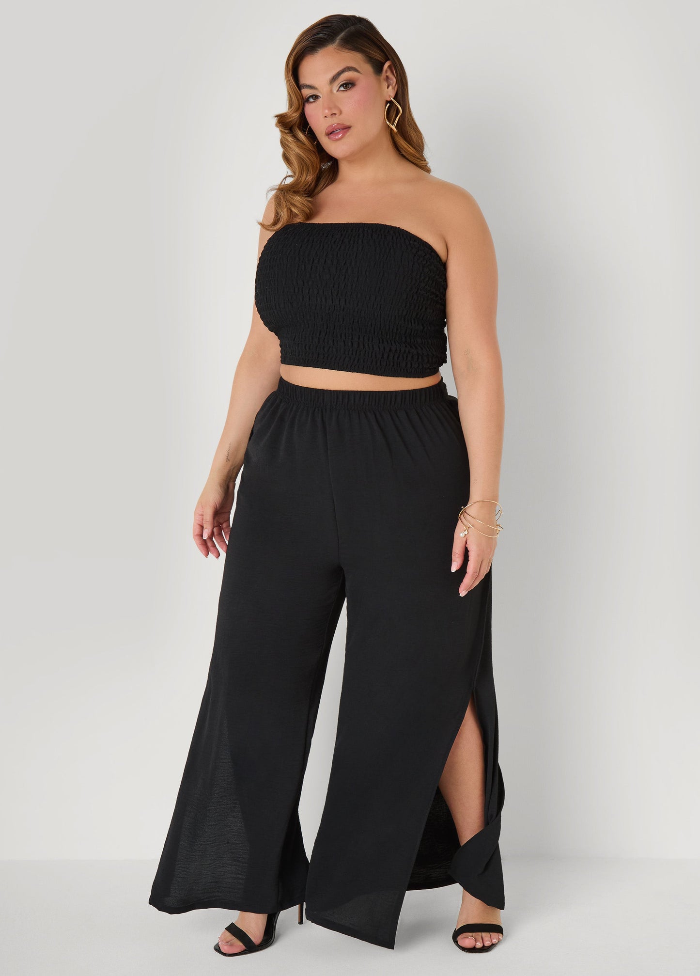 Ashley Stewart Smocked Tube Top Black