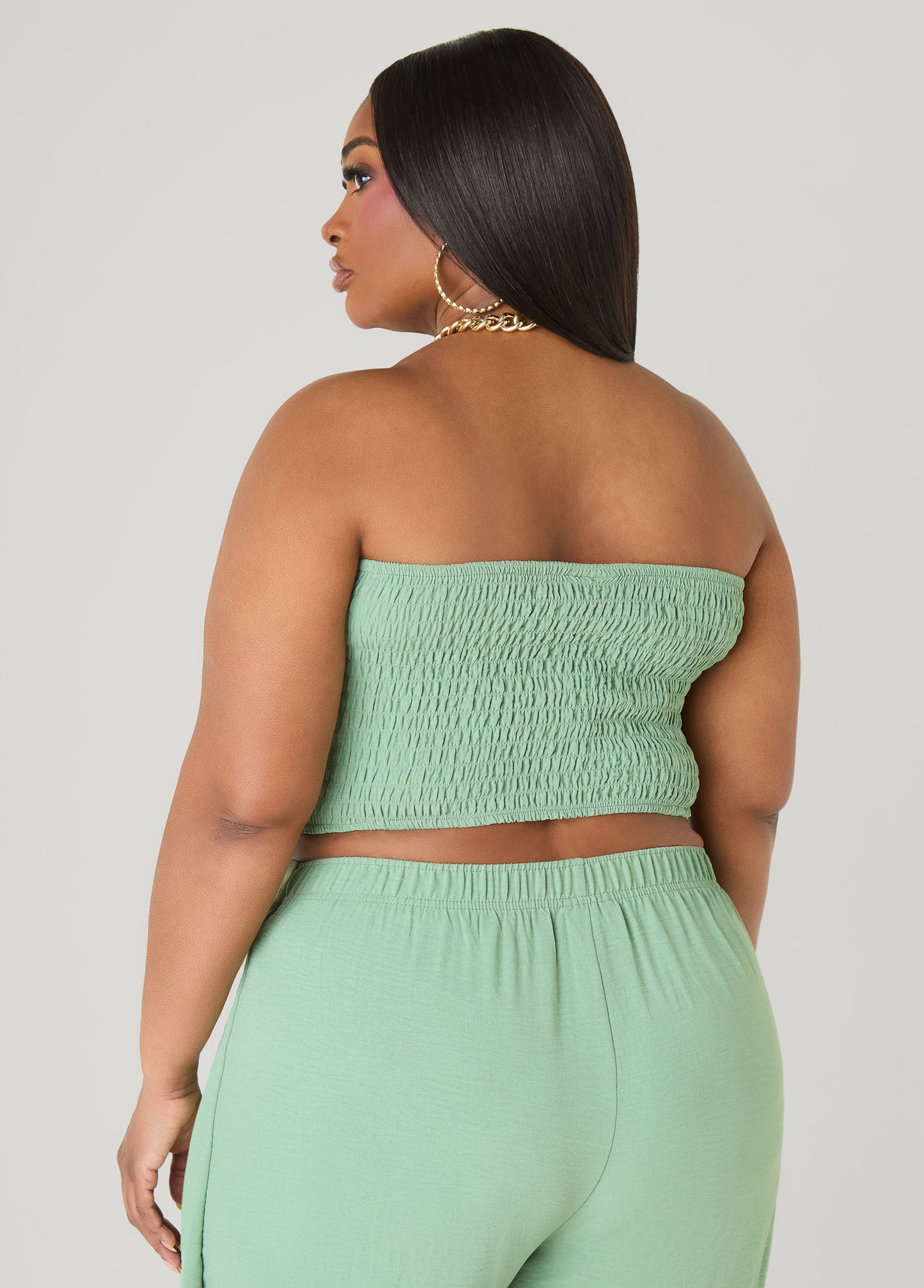 Ashley Stewart Smocked Tube Top Black