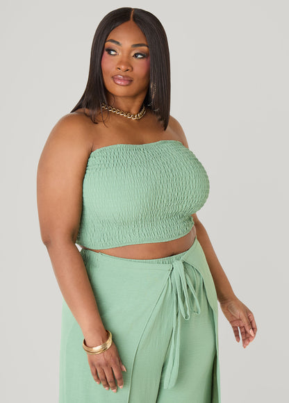 Ashley Stewart Smocked Tube Top Black