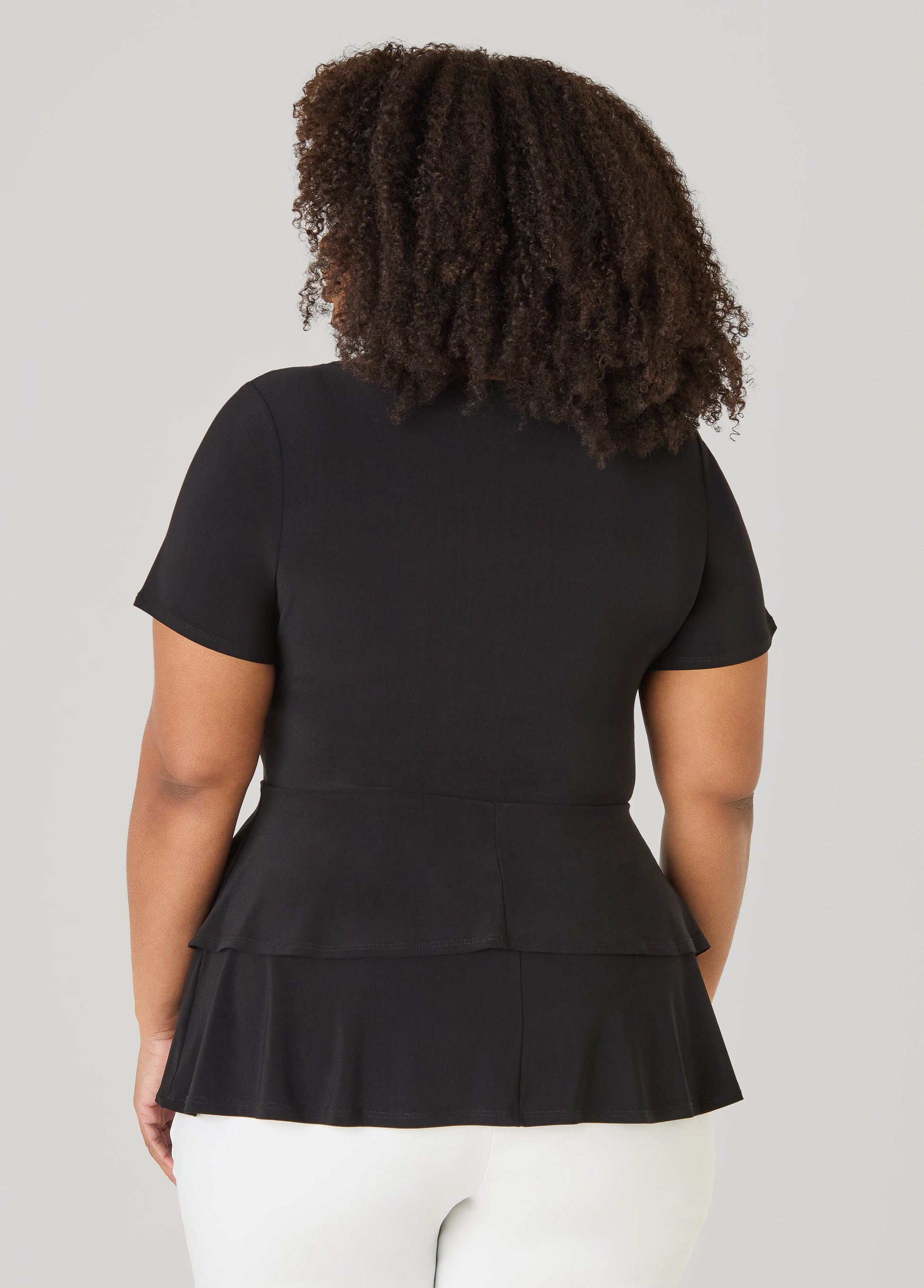 Ashley Stewart Tiered Peplum Top Red