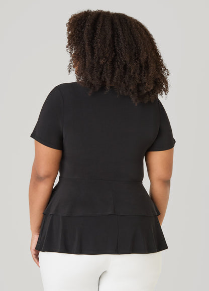Ashley Stewart Tiered Peplum Top Red