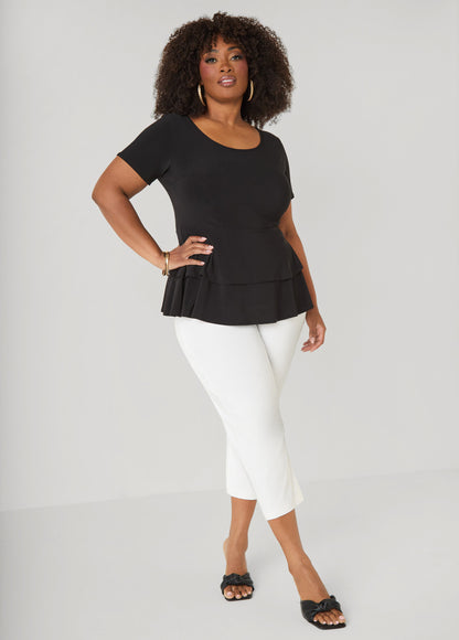 Ashley Stewart Tiered Peplum Top Red