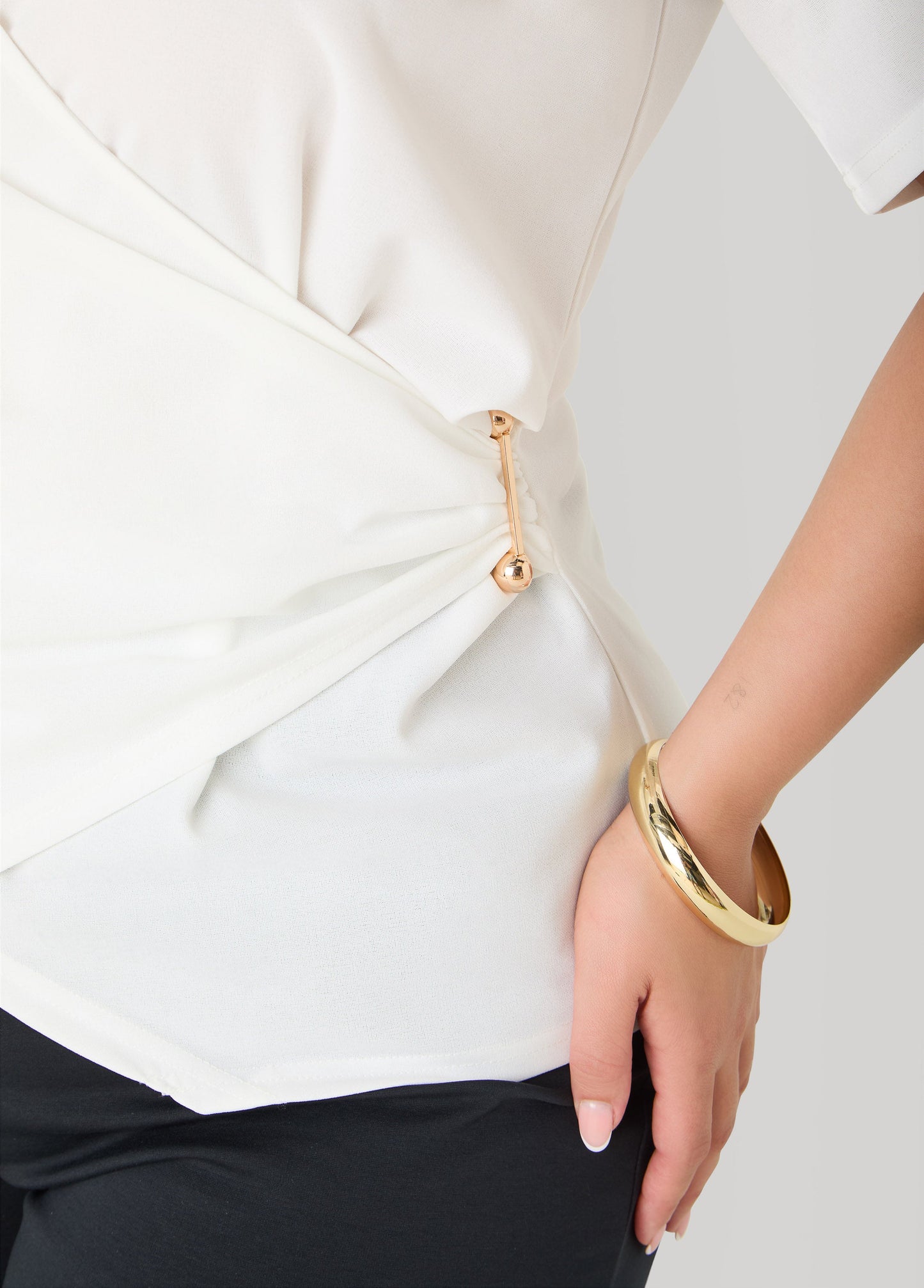 Ashley Stewart Embellished Faux Wrap Top Spectra Yellow