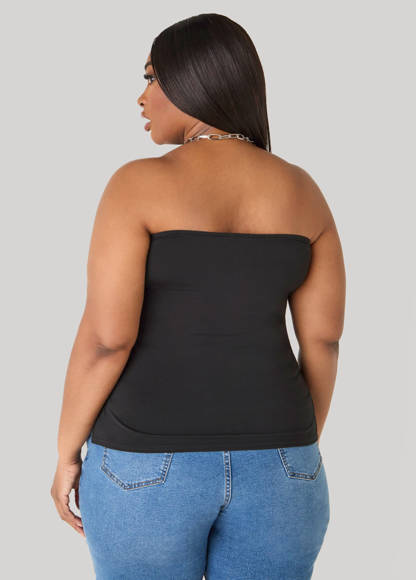 Ashley Stewart Ruched Tube Top Poinsettia