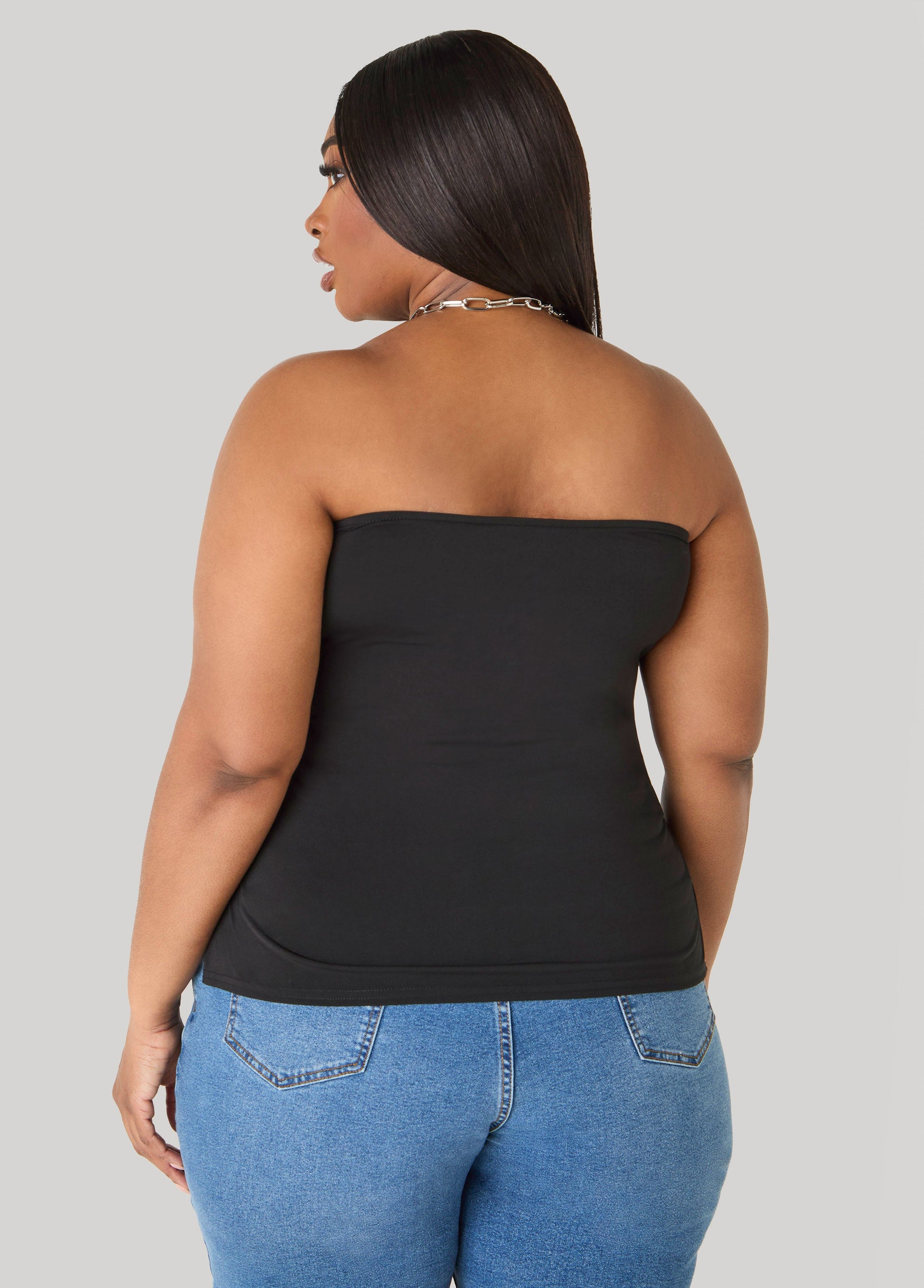 Ashley Stewart Ruched Tube Top Poinsettia