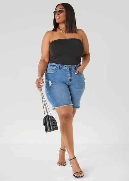 Ashley Stewart Ruched Tube Top Poinsettia