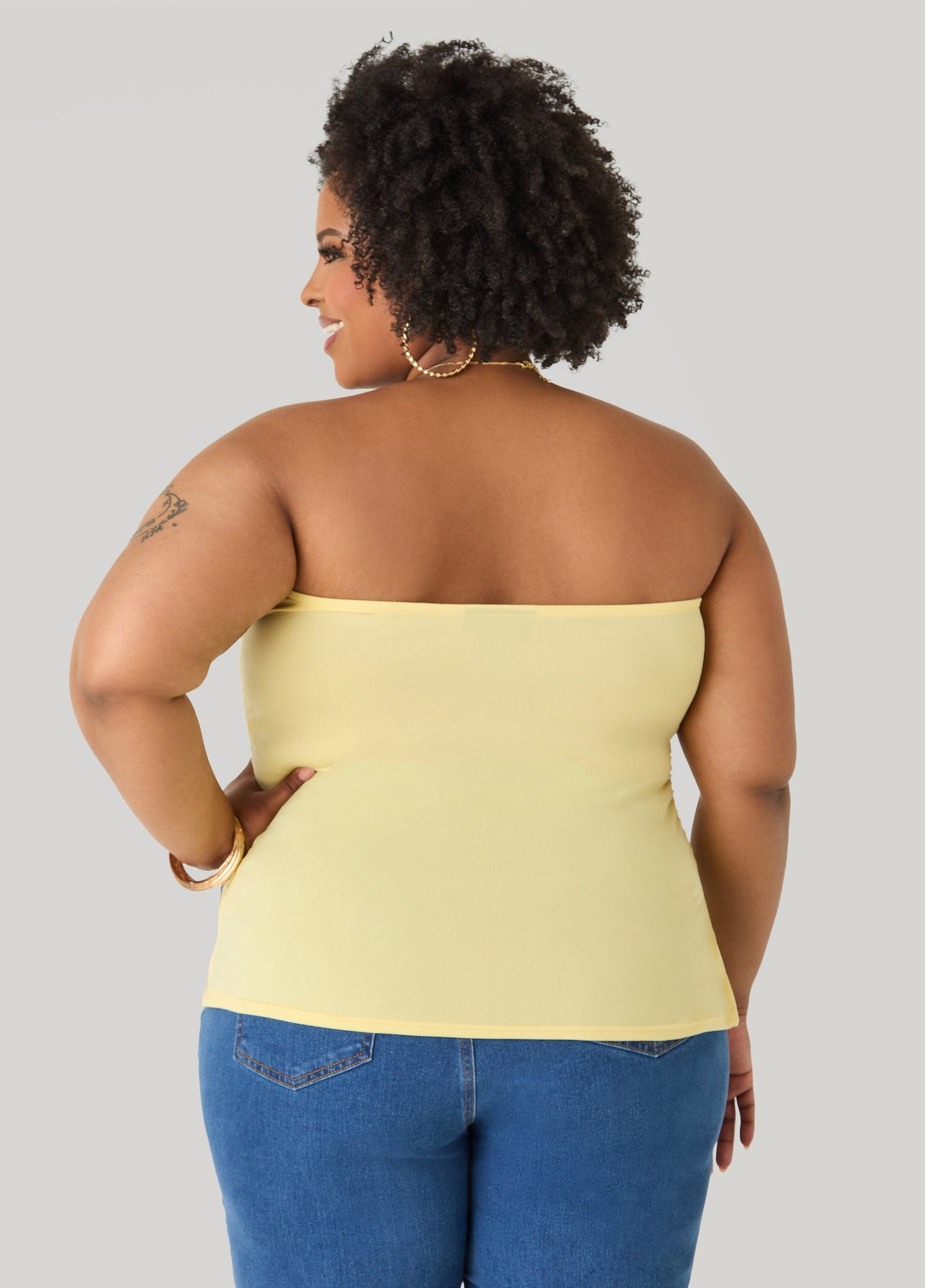 Ashley Stewart Ruched Tube Top Poinsettia