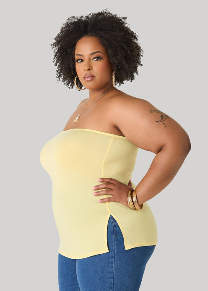 Ashley Stewart Ruched Tube Top Poinsettia