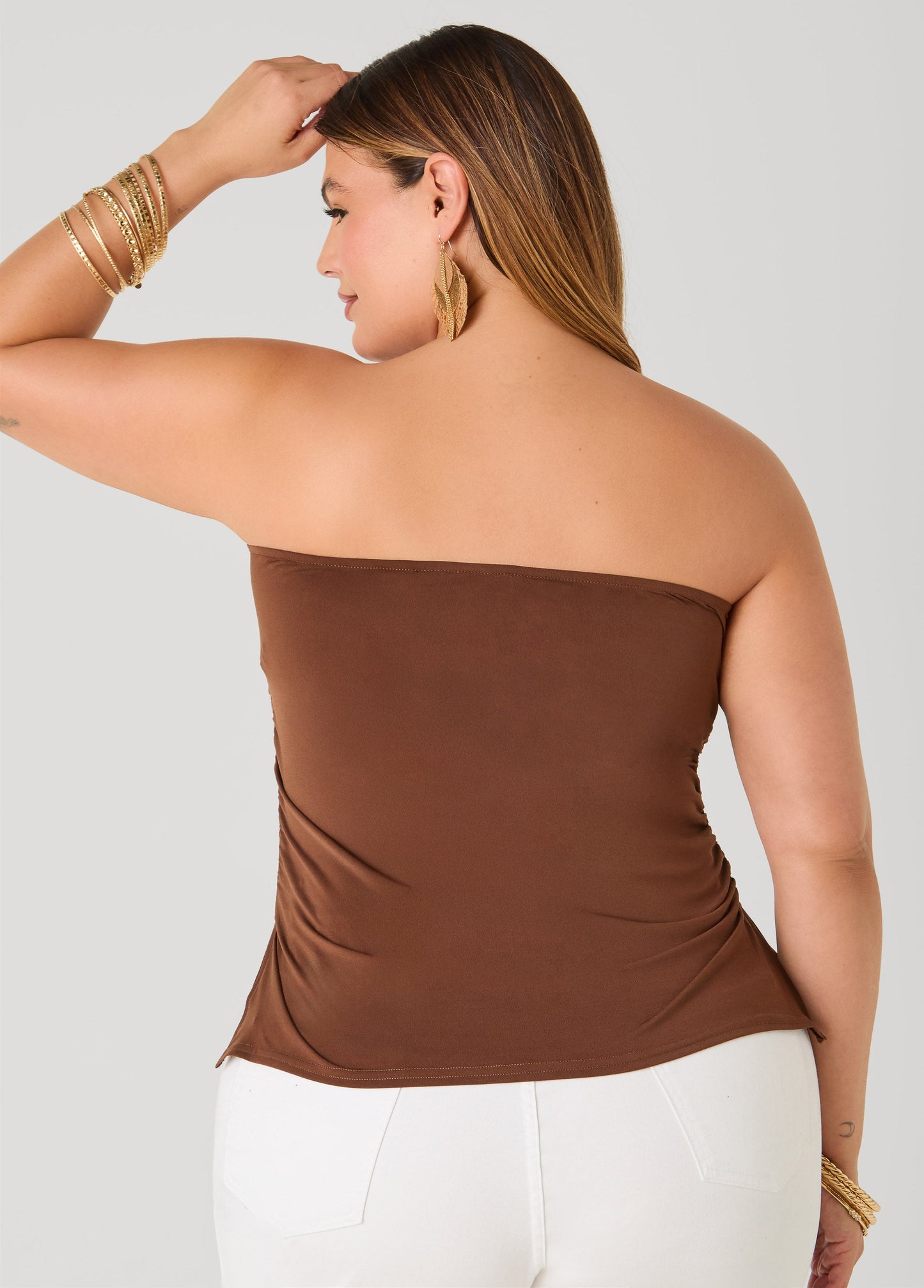 Ashley Stewart Ruched Tube Top Poinsettia