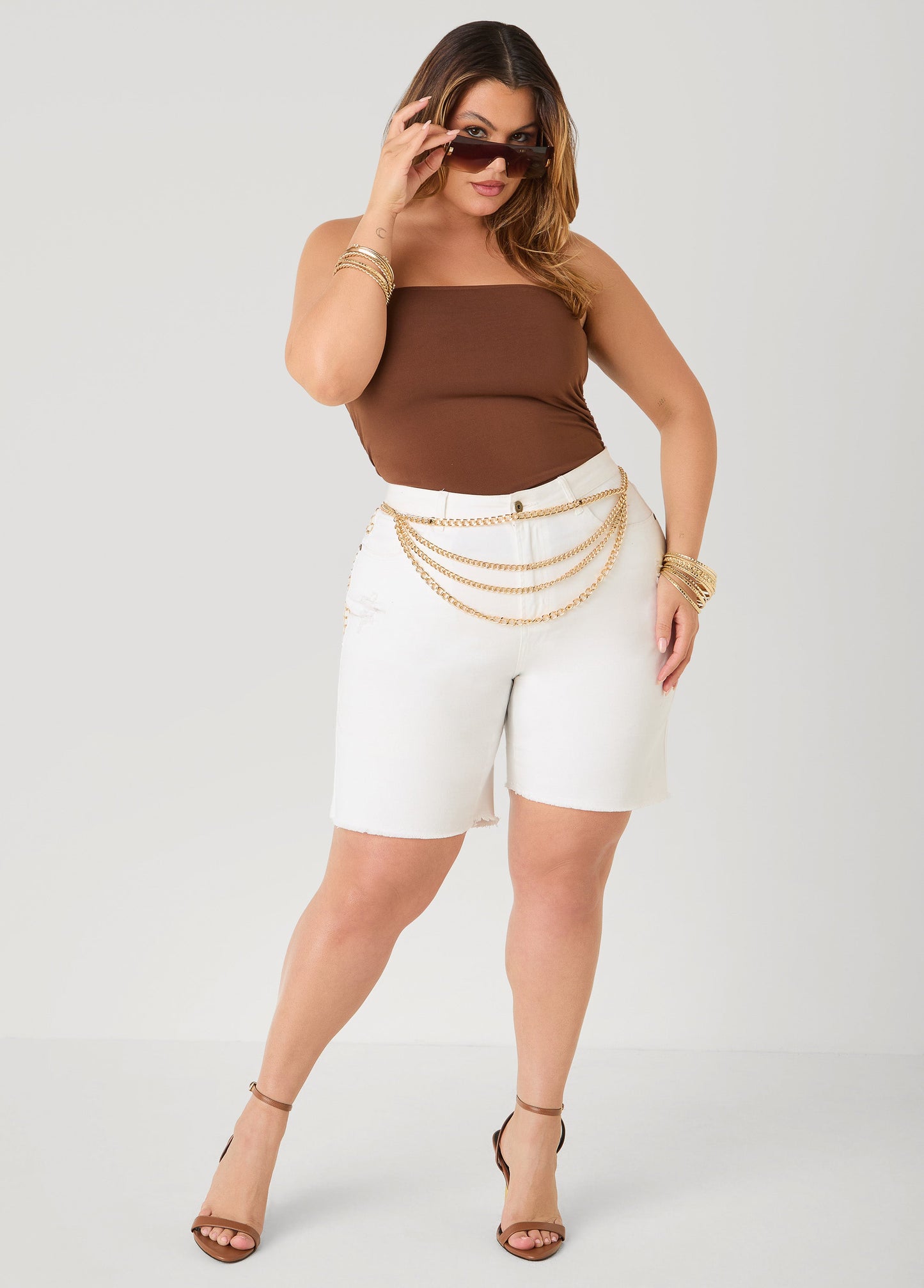 Ashley Stewart Ruched Tube Top Poinsettia