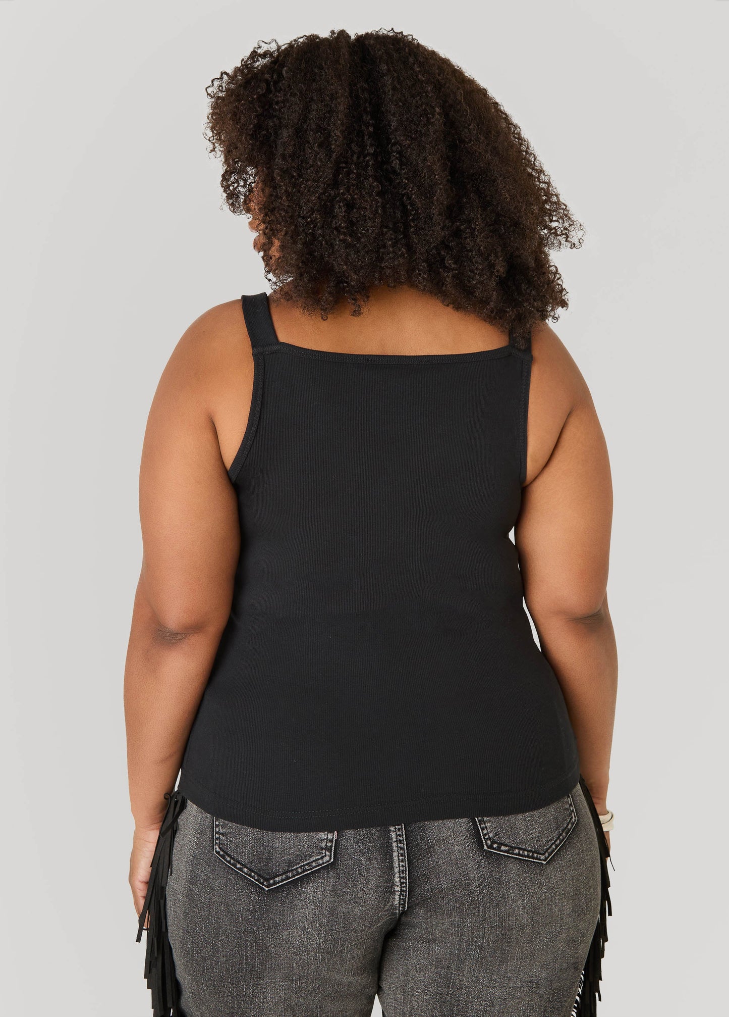 Ashley Stewart Buckle Strap Tank Top White