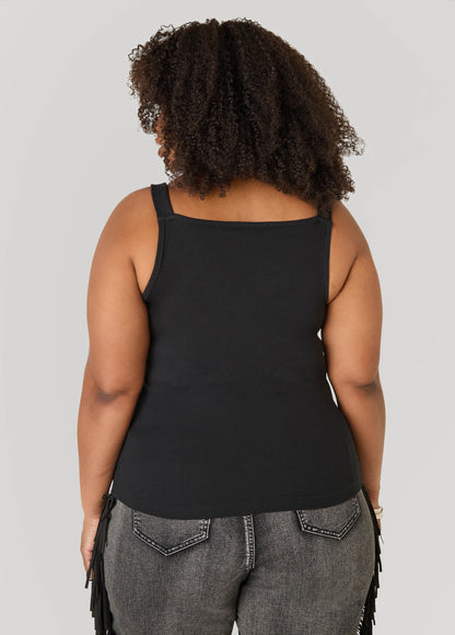 Ashley Stewart Buckle Strap Tank Top White