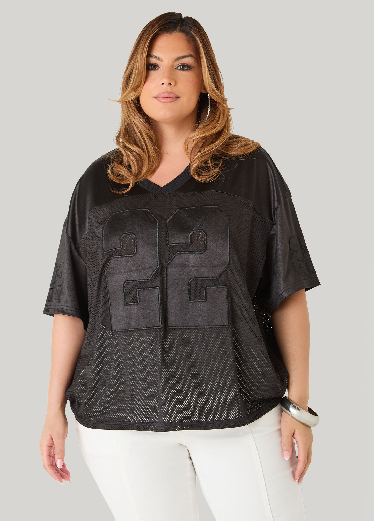 Ashley Stewart Mesh Paneled Jersey Black