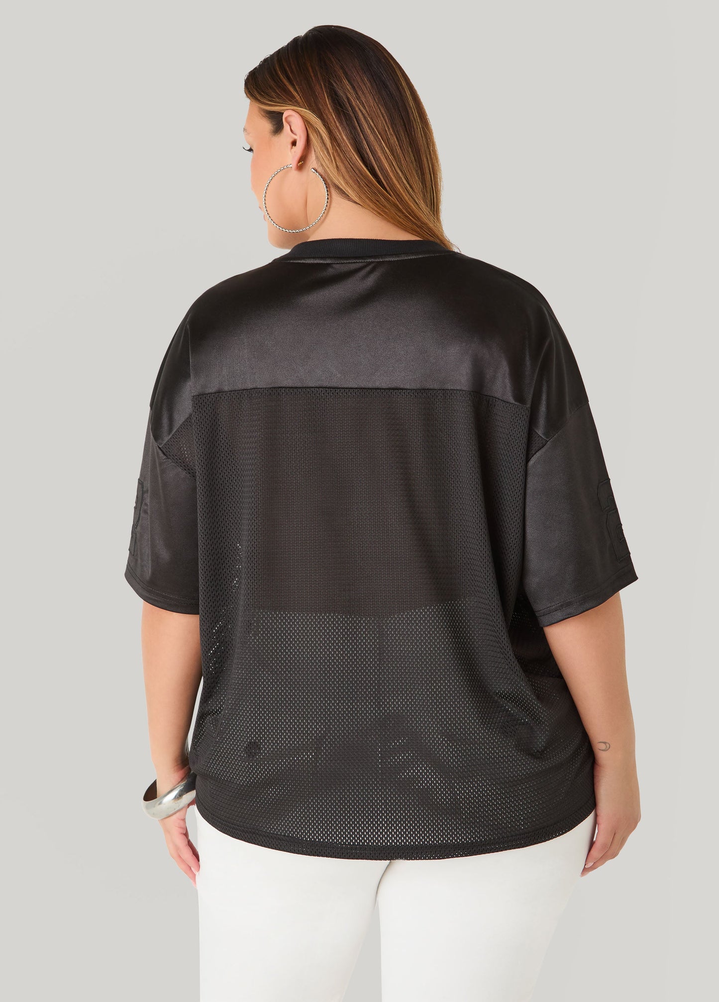 Ashley Stewart Mesh Paneled Jersey Black