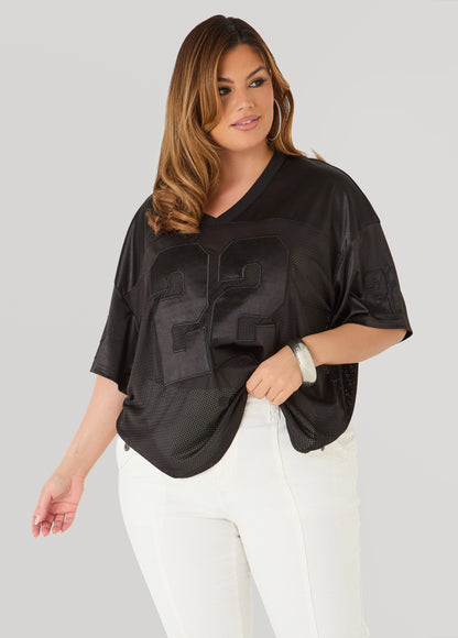 Ashley Stewart Mesh Paneled Jersey Black