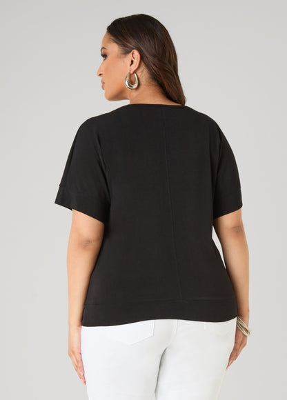 Ashley Stewart Dolman Sleeved Stretch Crepe Top Mustard