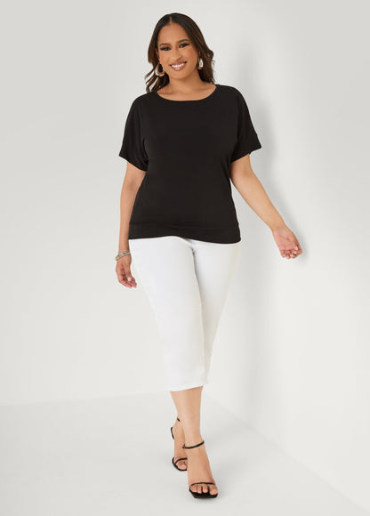 Ashley Stewart Dolman Sleeved Stretch Crepe Top Mustard