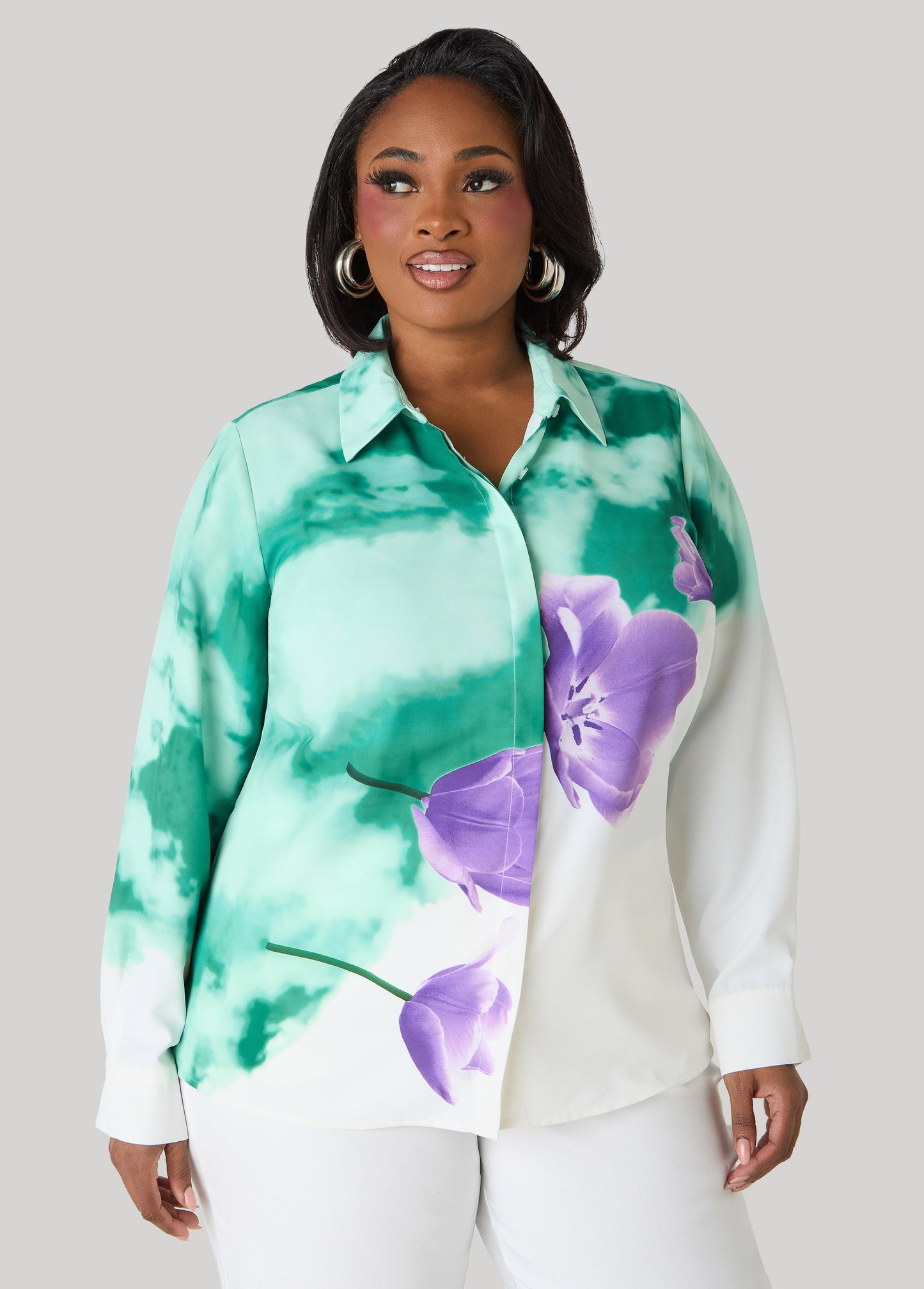 Ashley Stewart Floral Print Shirt Amazon