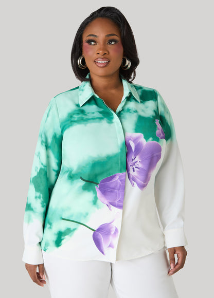 Ashley Stewart Floral Print Shirt Amazon