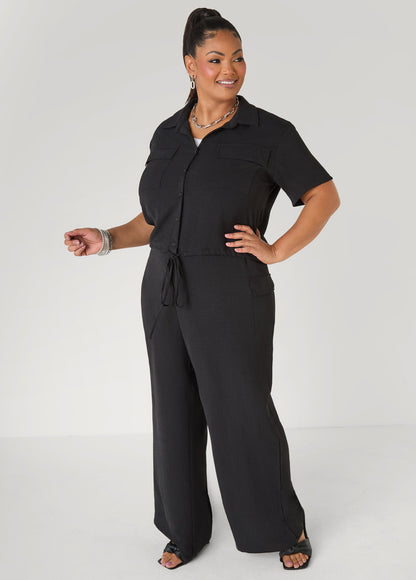 Ashley Stewart Drawstring Cropped Shirt Rooibos