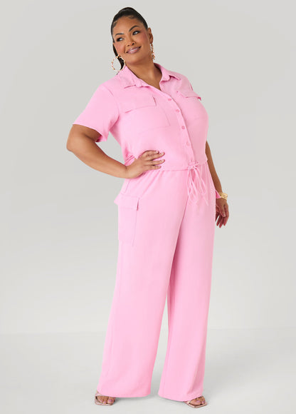 Ashley Stewart Drawstring Cropped Shirt Rooibos