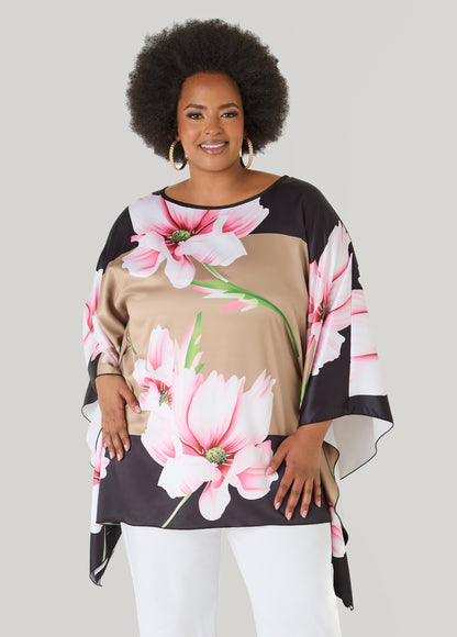 Ashley Stewart Floral Print Satin Tunic Amazon