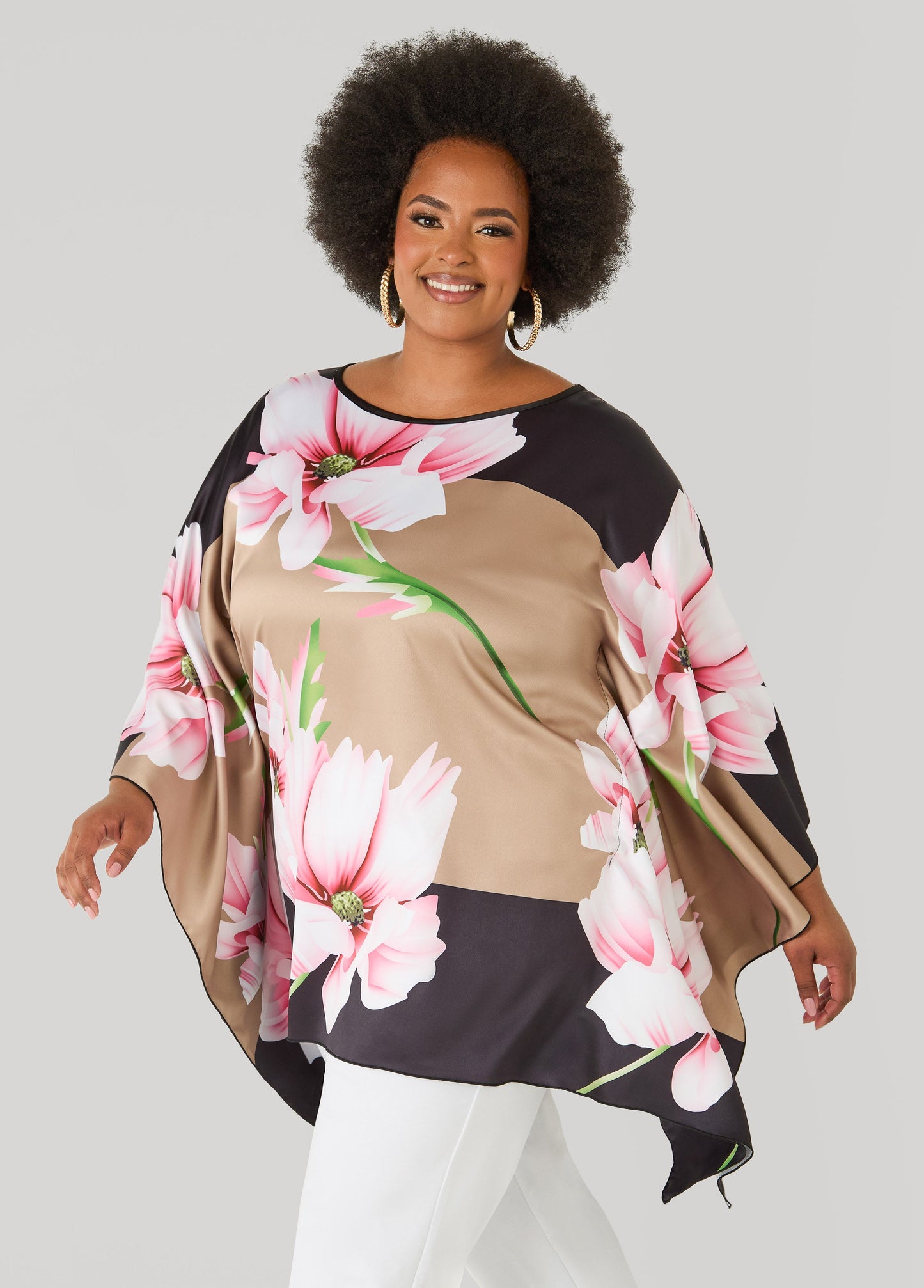Ashley Stewart Floral Print Satin Tunic Amazon