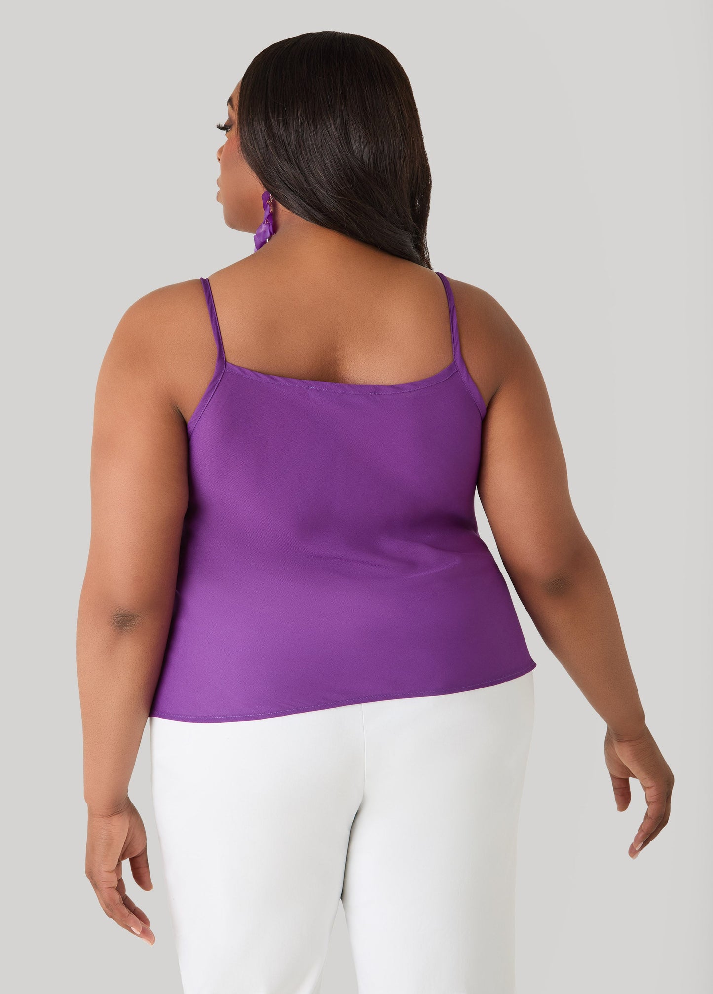 Ashley Stewart Cowl Neck Crepe Cami Pansy