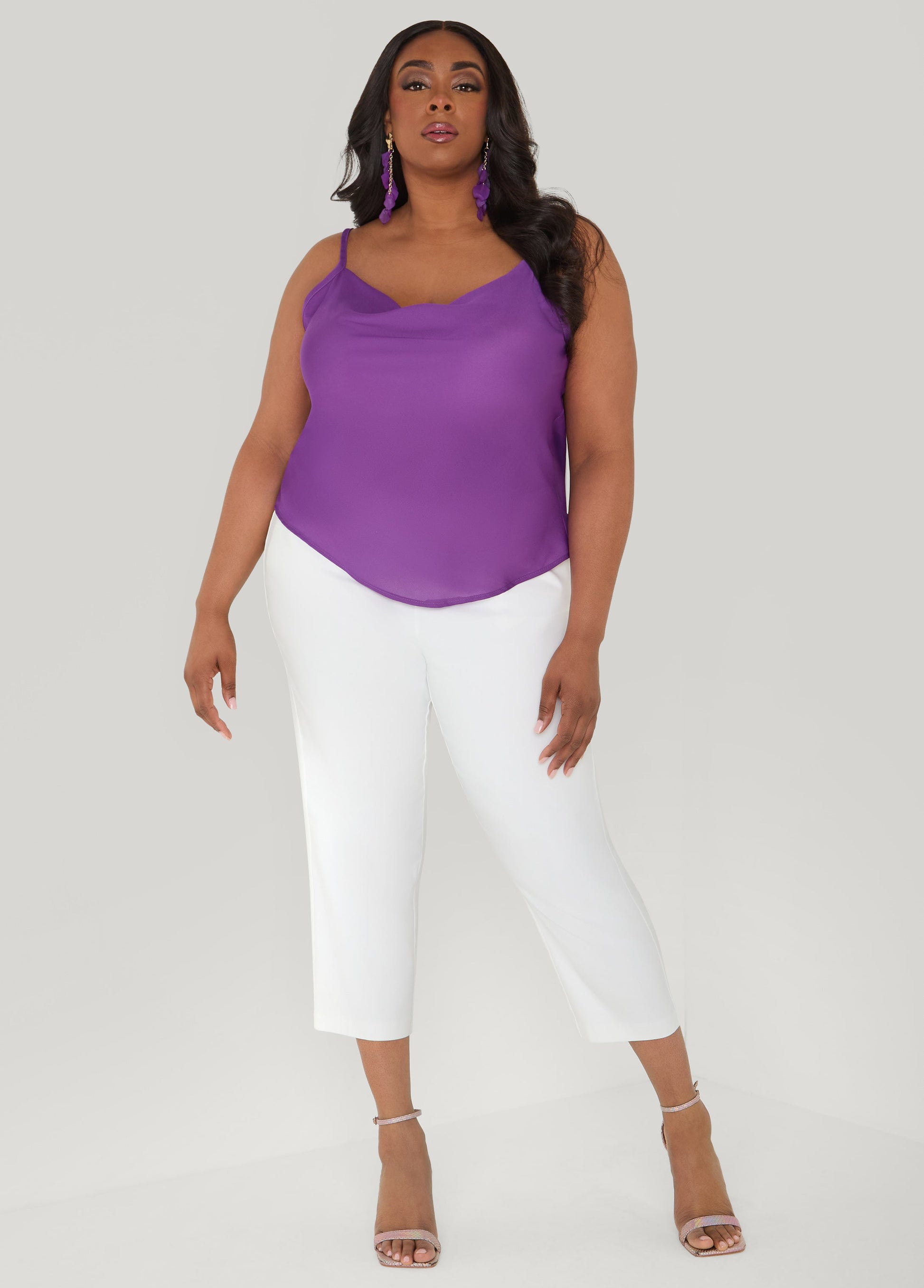 Ashley Stewart Cowl Neck Crepe Cami Pansy