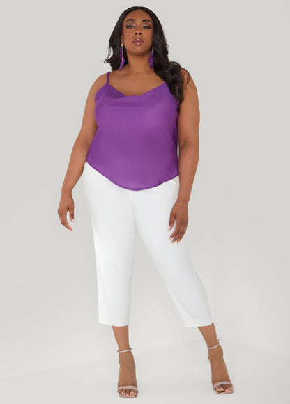 Ashley Stewart Cowl Neck Crepe Cami Pansy