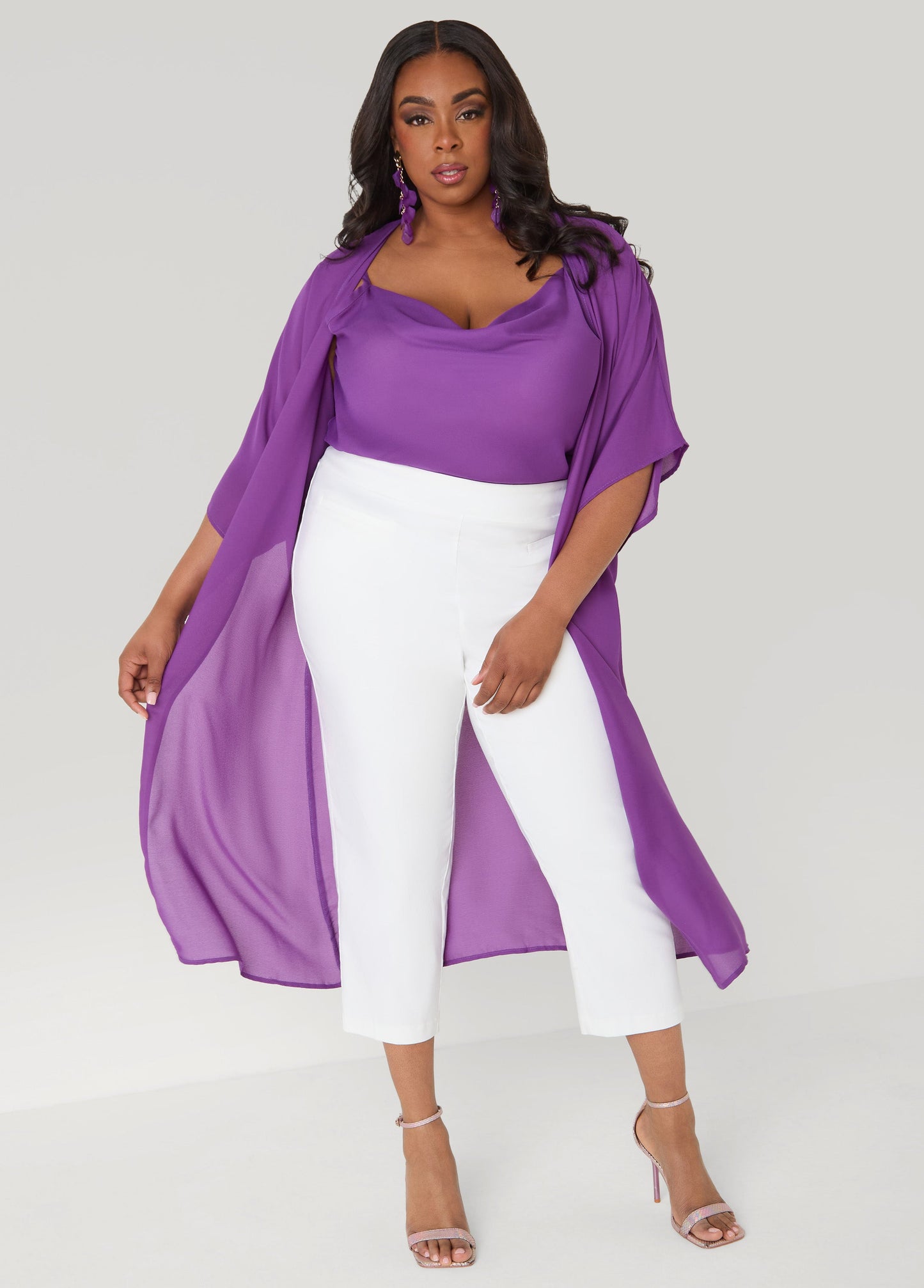 Ashley Stewart Cowl Neck Crepe Cami Pansy