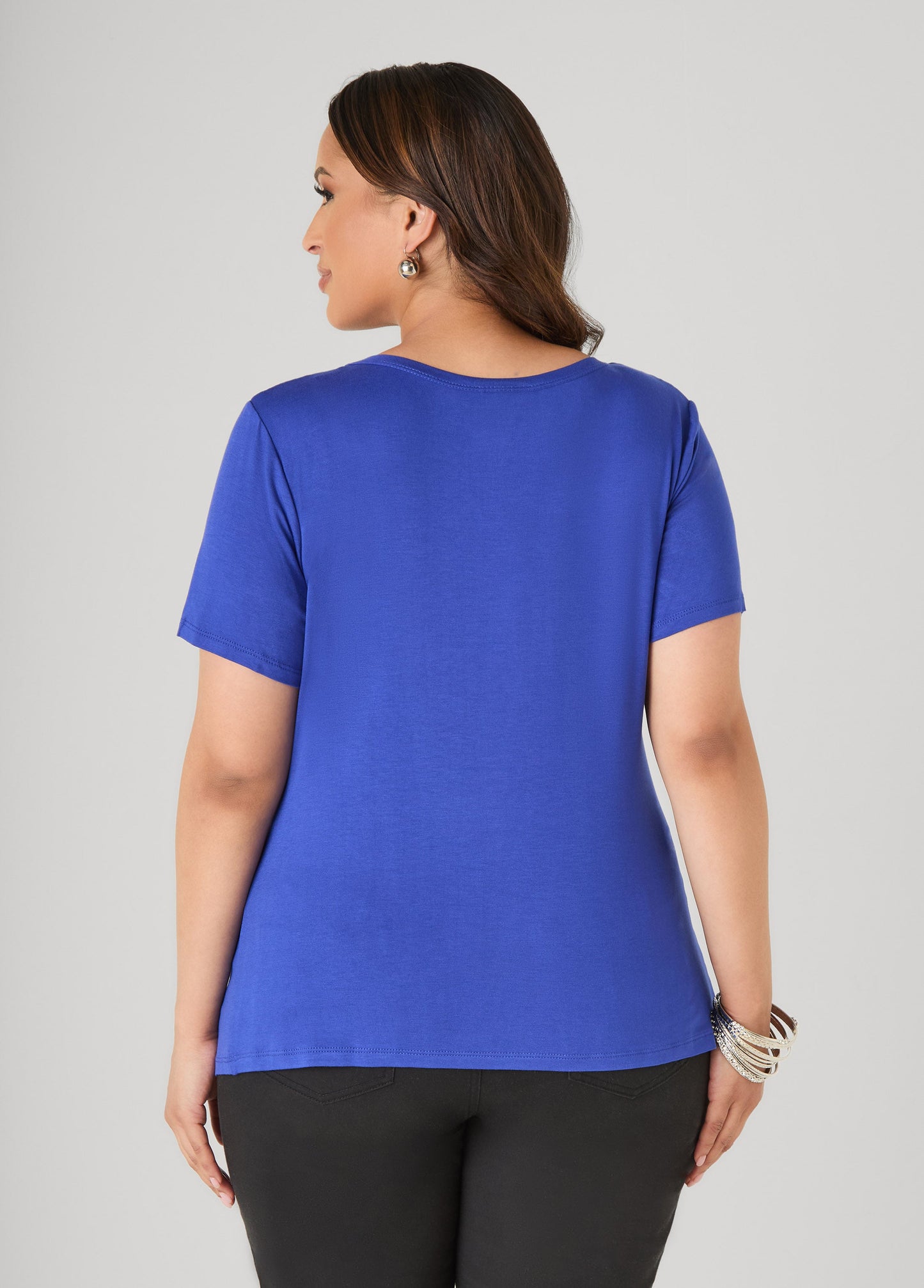 Ashley Stewart Taurus Crystal Tee Royal Blue