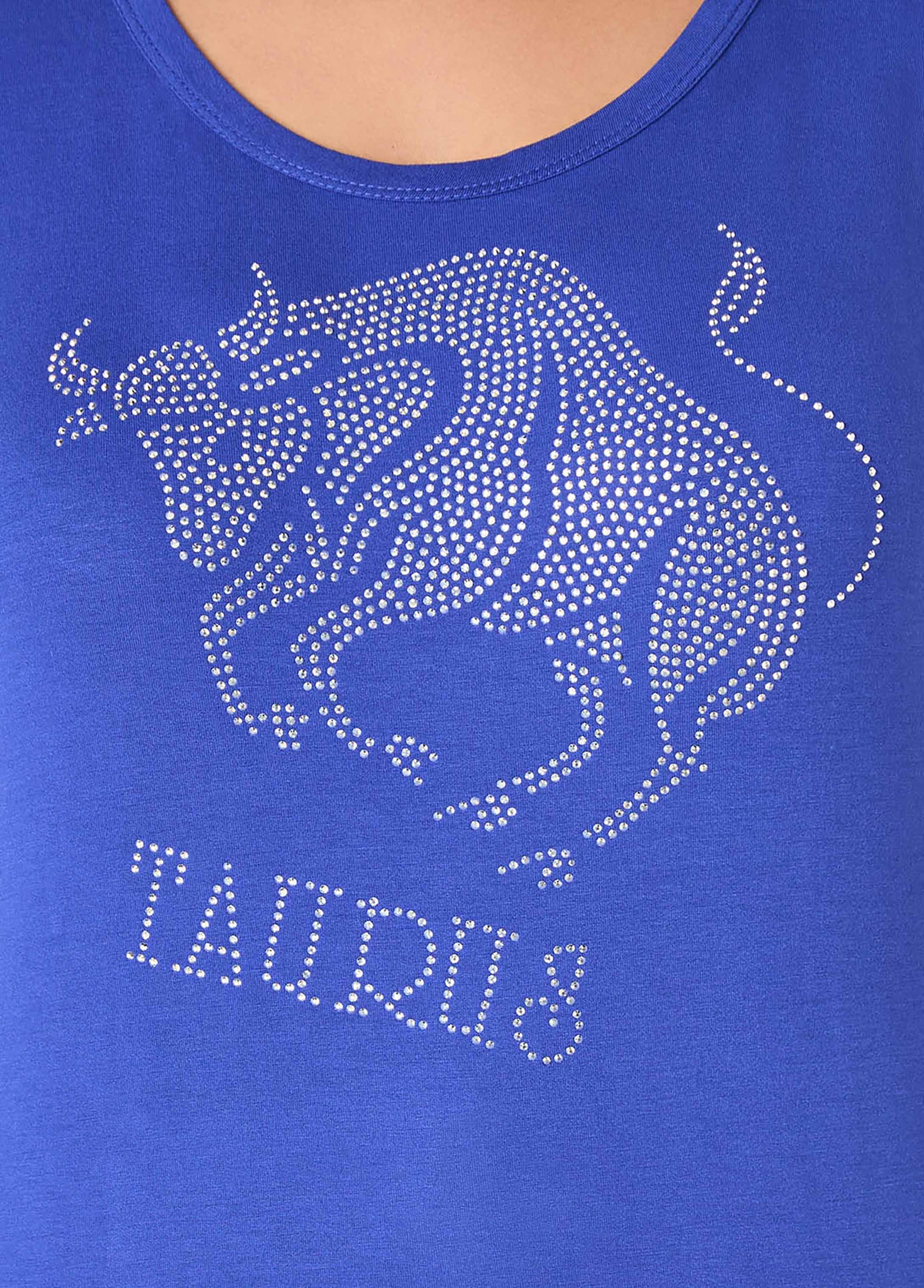 Ashley Stewart Taurus Crystal Tee Royal Blue