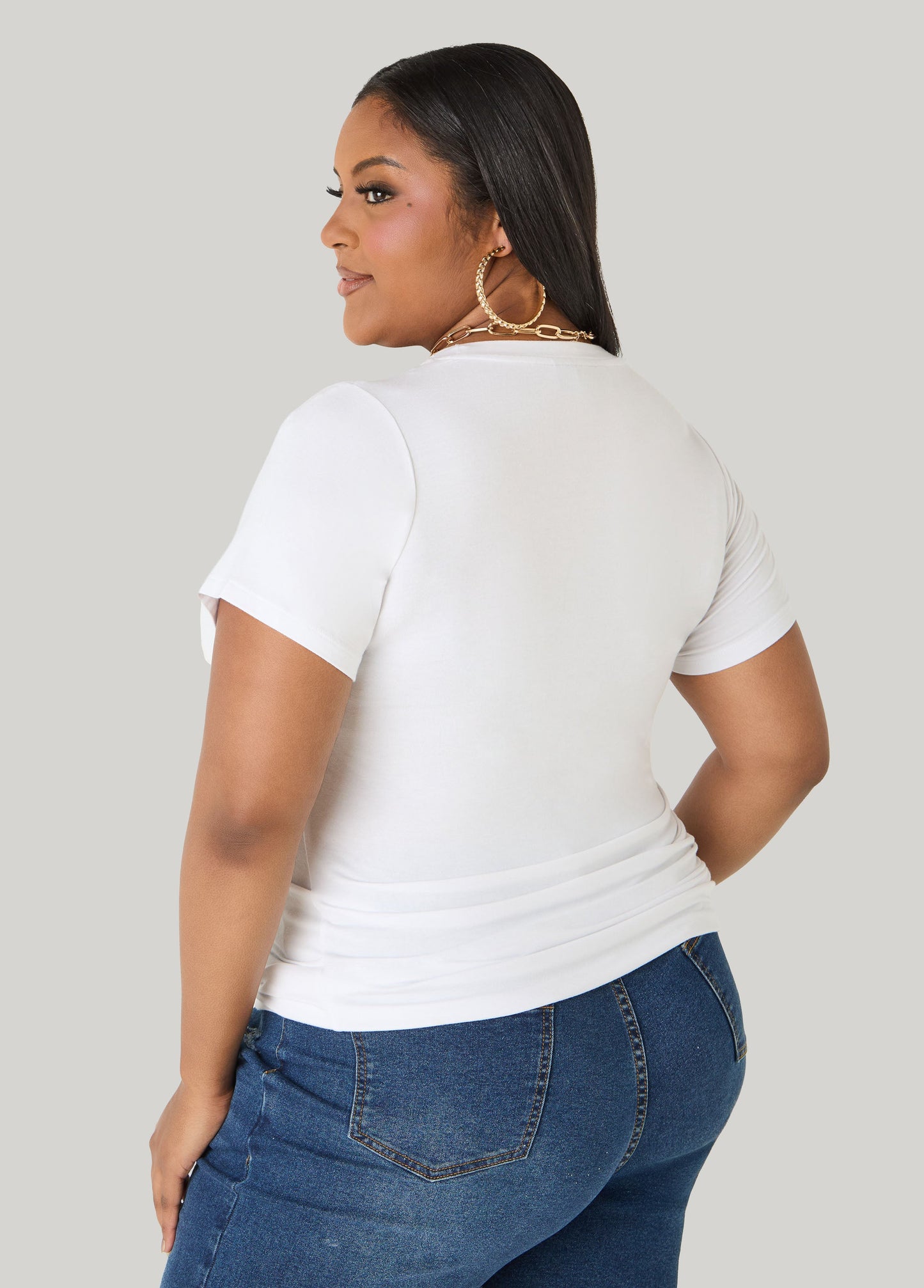 Ashley Stewart Iconic Glittered Graphic Tee White