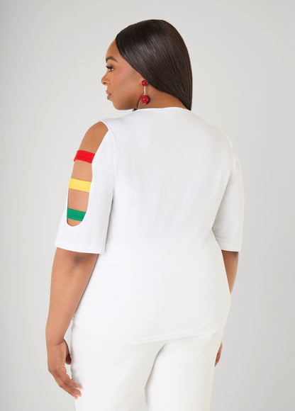 Ashley Stewart Juneteenth Crystal Cutout Tee White