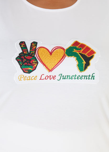 Ashley Stewart Juneteenth Crystal Cutout Tee White