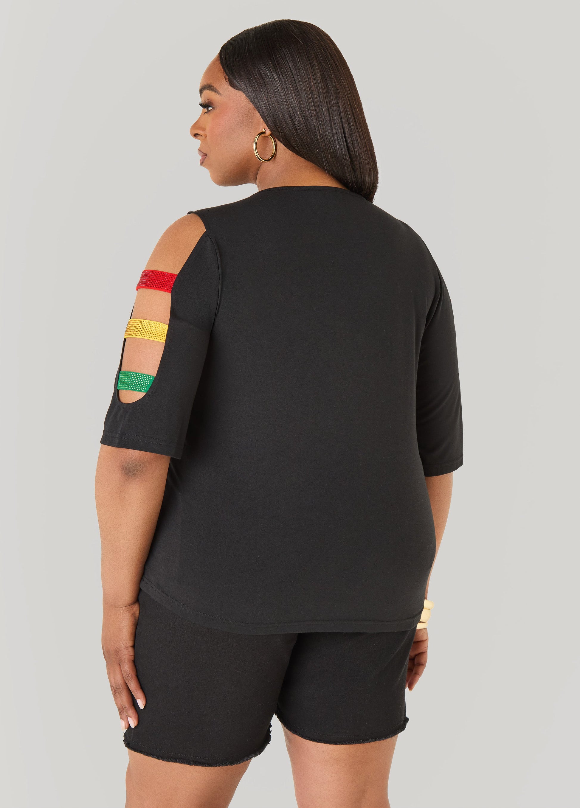 Ashley Stewart Its In My DNA Cutout Graphic Tee Black