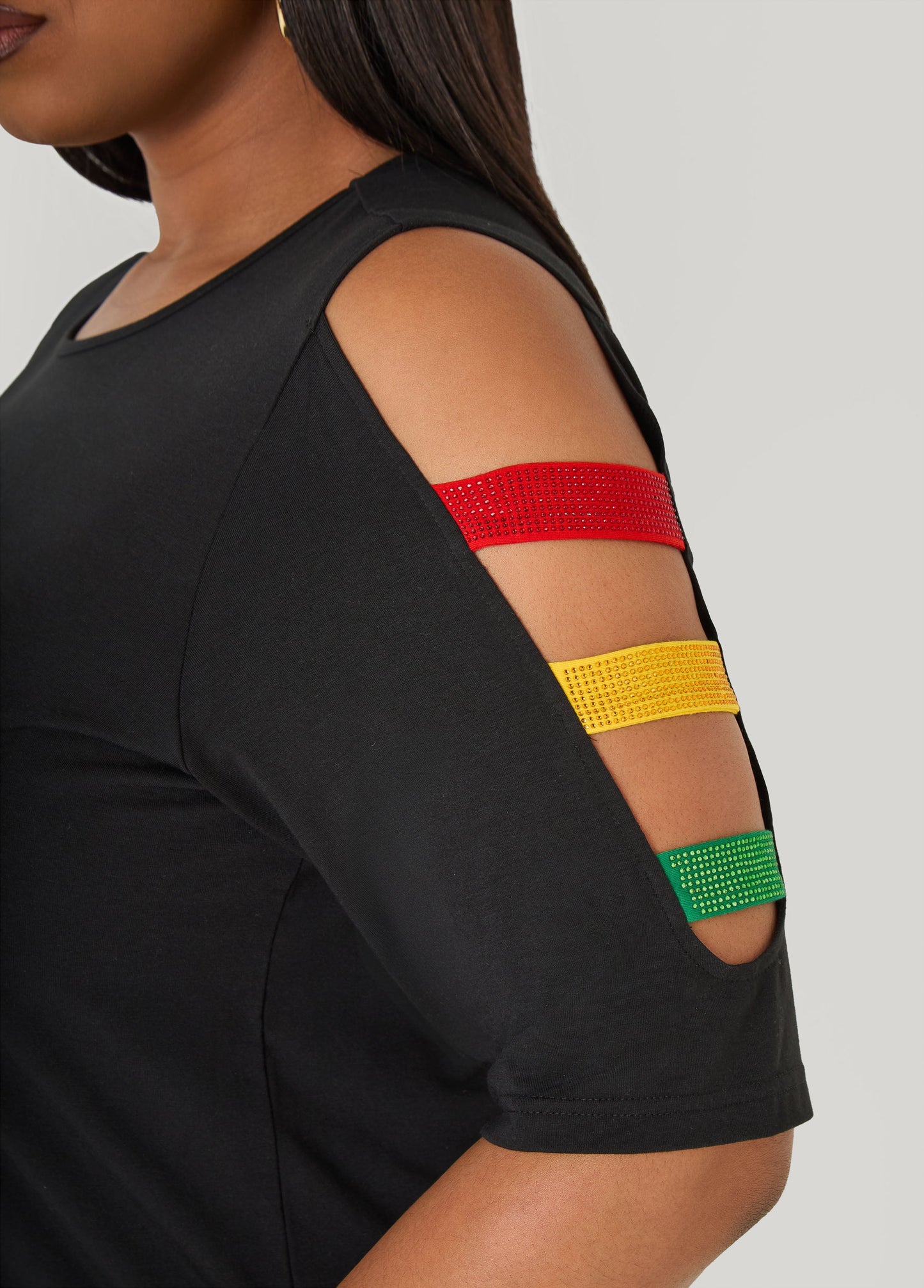 Ashley Stewart Its In My DNA Cutout Graphic Tee Black