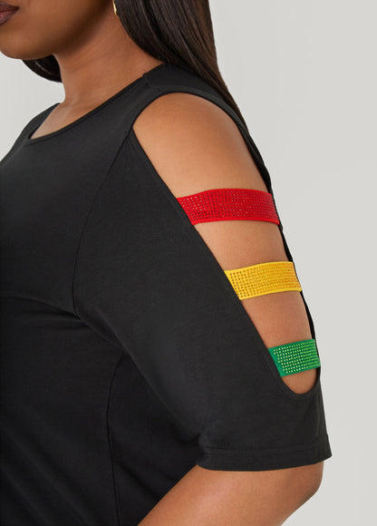 Ashley Stewart Its In My DNA Cutout Graphic Tee Black