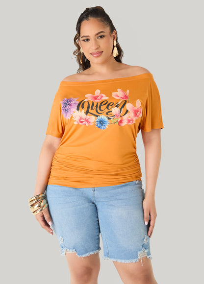 Ashley Stewart Queen Off The Shoulder Tee Desert Sun