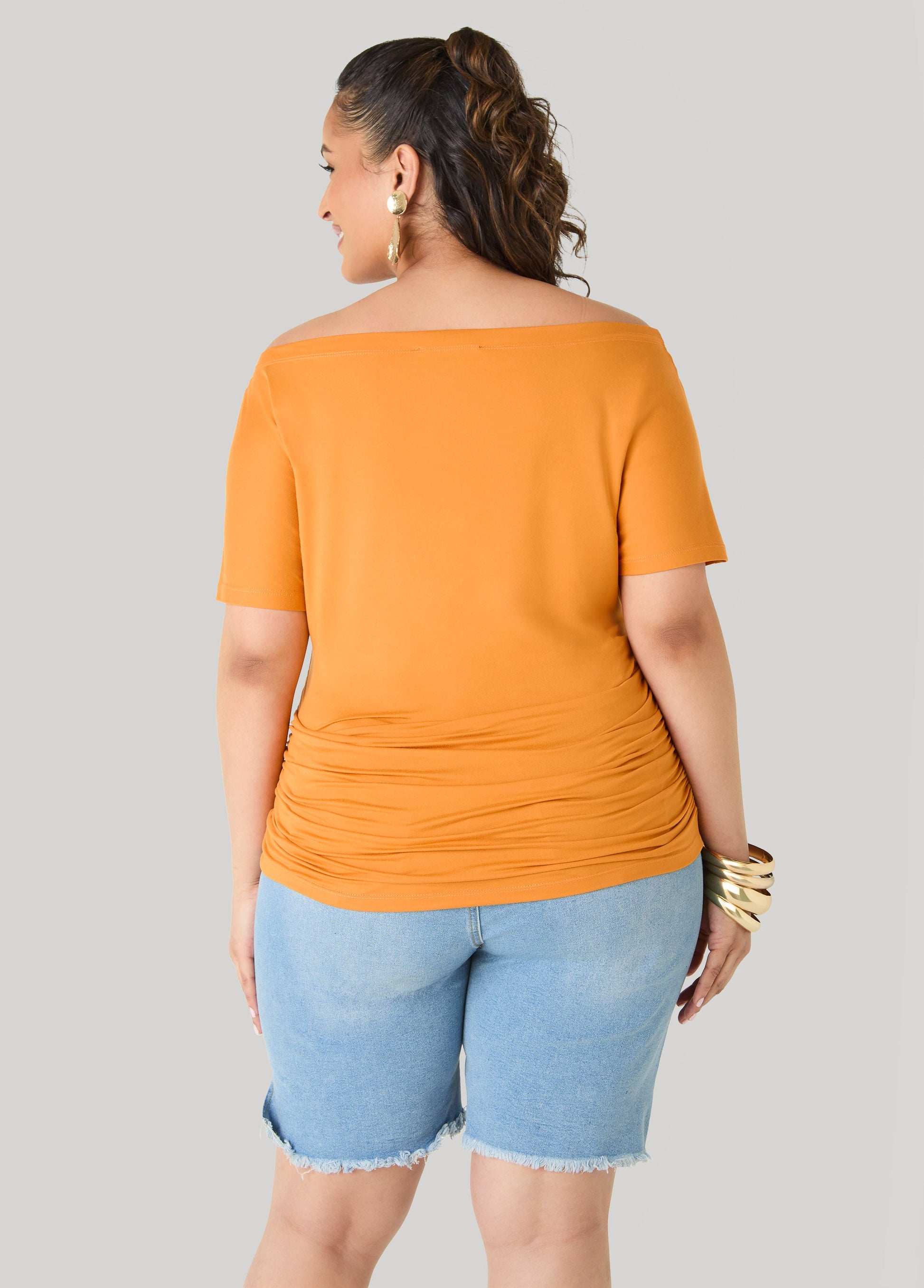 Ashley Stewart Queen Off The Shoulder Tee Desert Sun