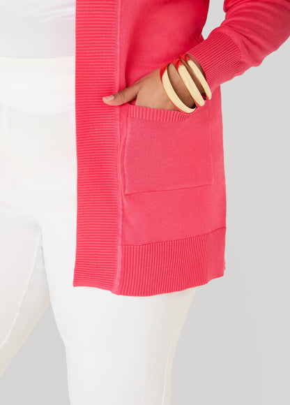 Ashley Stewart Open Front Cardigan Calypso Coral