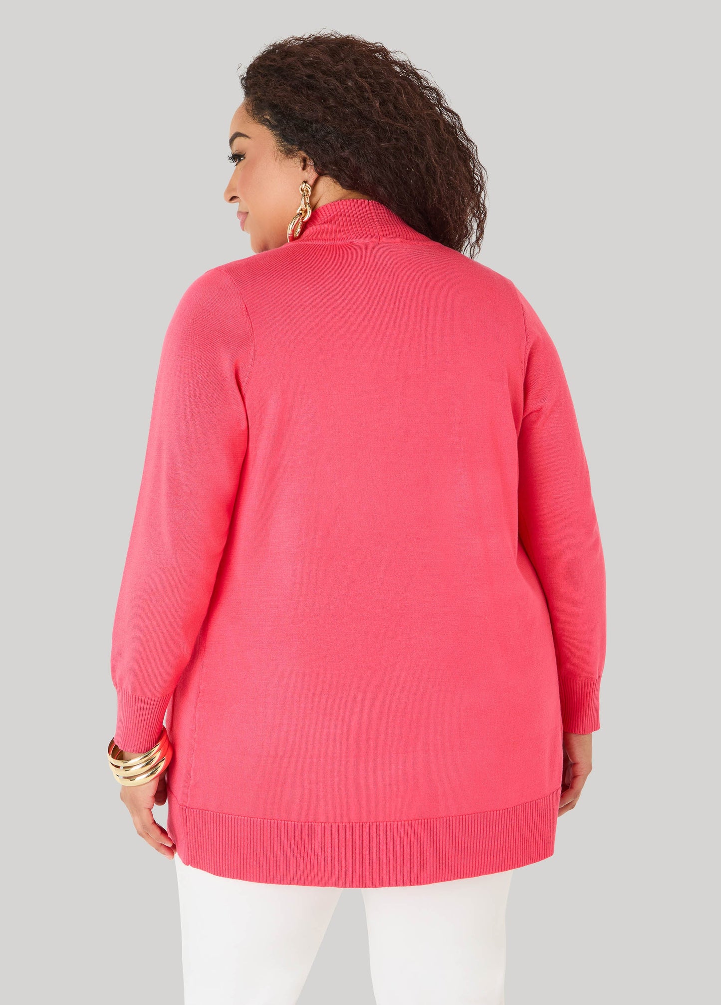Ashley Stewart Open Front Cardigan Calypso Coral