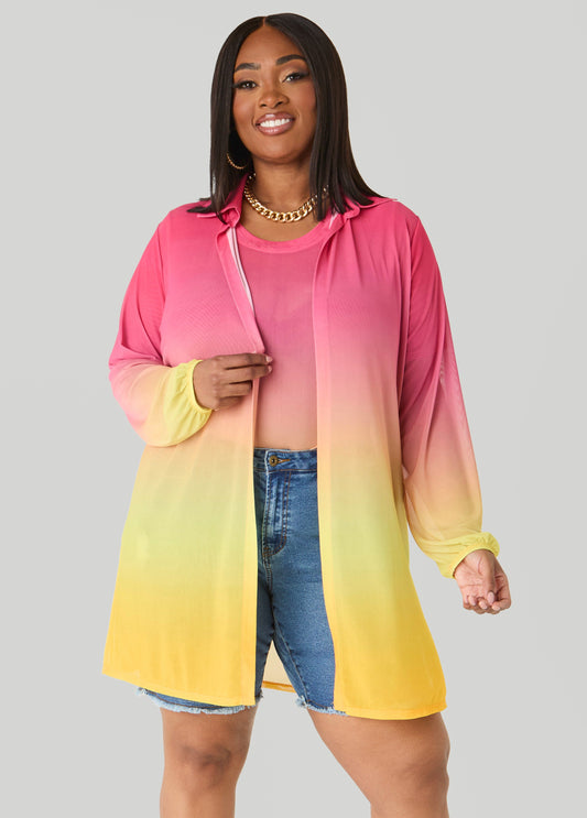 Ashley Stewart Ombre Mesh Duster Multi