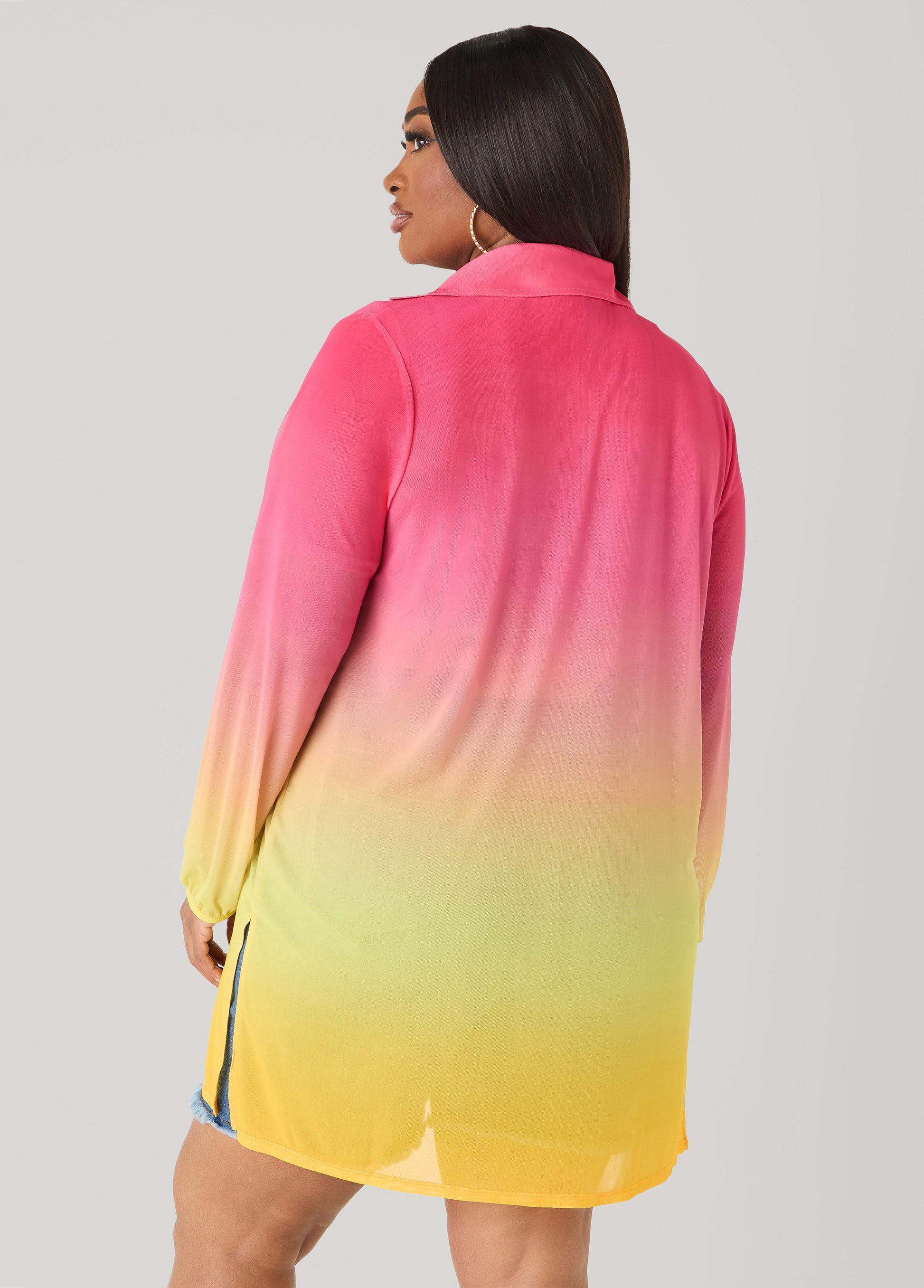Ashley Stewart Ombre Mesh Duster Multi