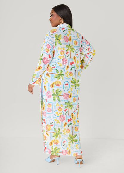 Ashley Stewart Summer Print Mesh Duster Multi