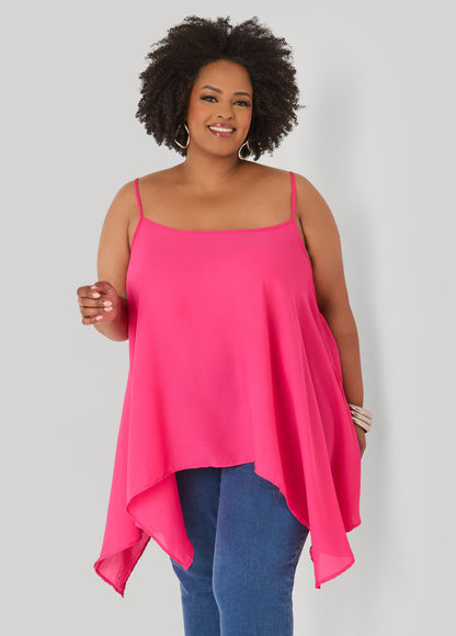 Ashley Stewart Crepe Handkerchief Tank Denim