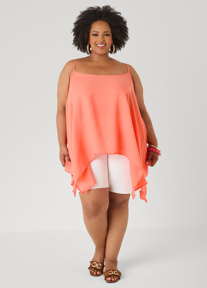 Ashley Stewart Crepe Handkerchief Tank Denim