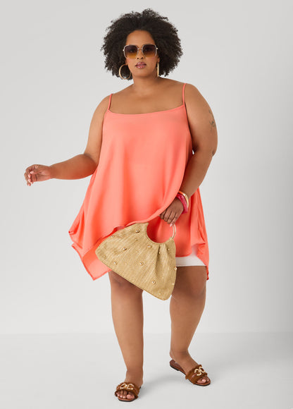 Ashley Stewart Crepe Handkerchief Tank Denim
