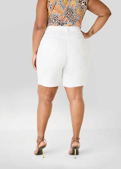 Ashley Stewart Fearless Distressed Denim Shorts White